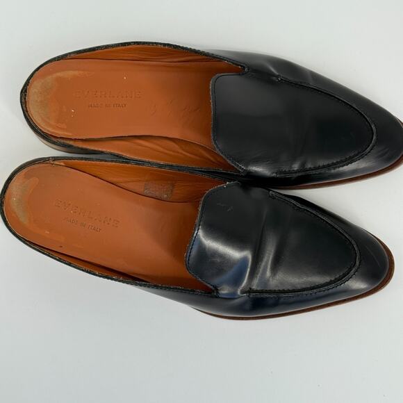 Everlane Womens Mules Size 9 Black Leather Loafers Slip On Italy Minimal Chic - Picture 6 of 9